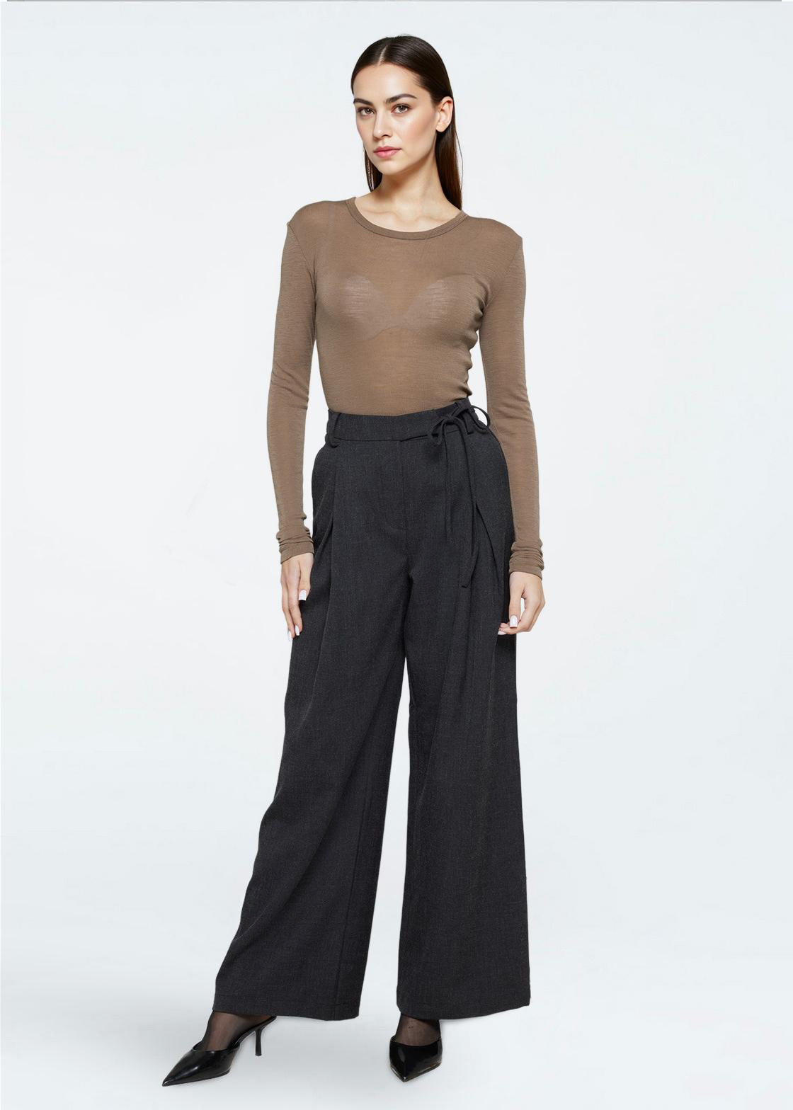 minimum female Gunli 3737 Pants Dressed Pants 980M Dark Grey Melange